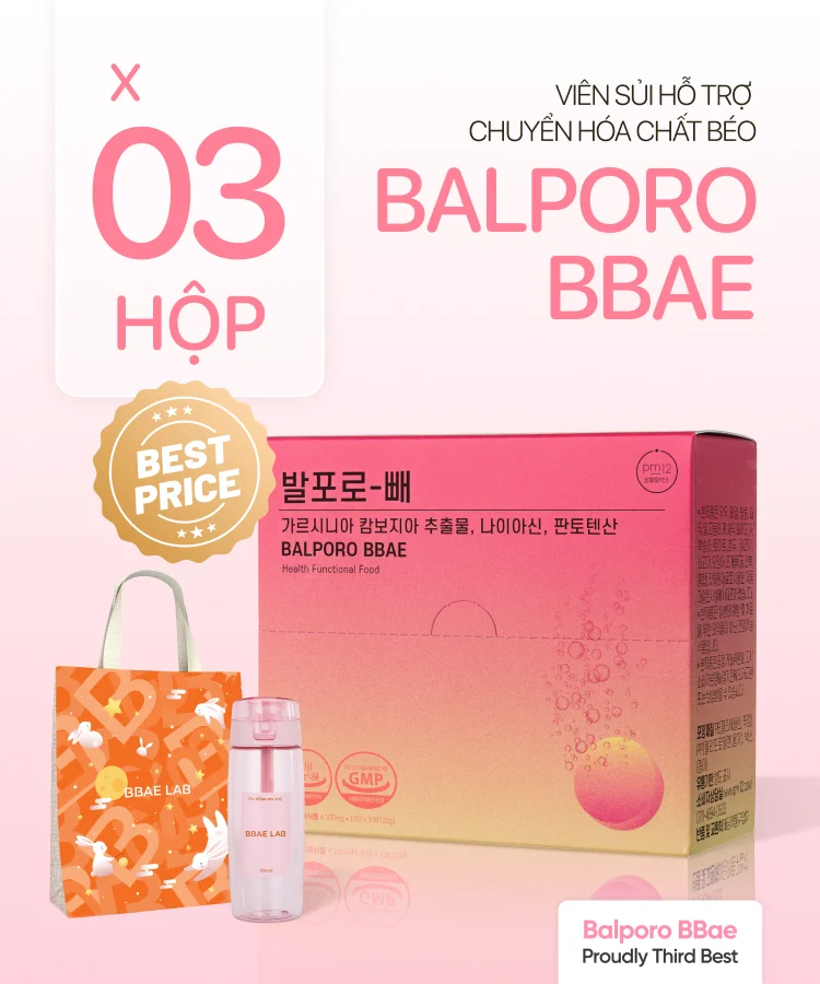 Combo 3 hộp viên sủi chuyển hóa chất béo Balporo BBae